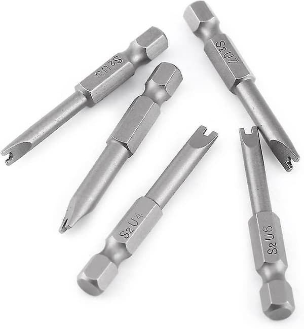 5 Pcs 50mm S2 Alloy Steel U-shaped Screwdriver Bits 1/4\" Hex Shank U-shaped Magnetic Screwdriver