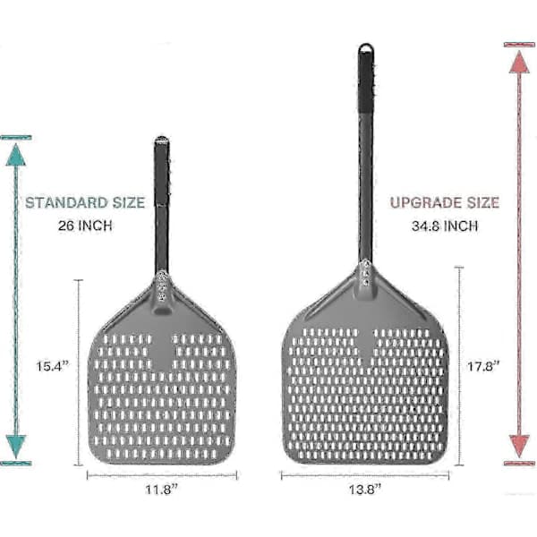 Profesjonell 88,4 cm ekstra stor svingbar perforert pizzaspade med hardanodisert aluminiumskonstruksjon