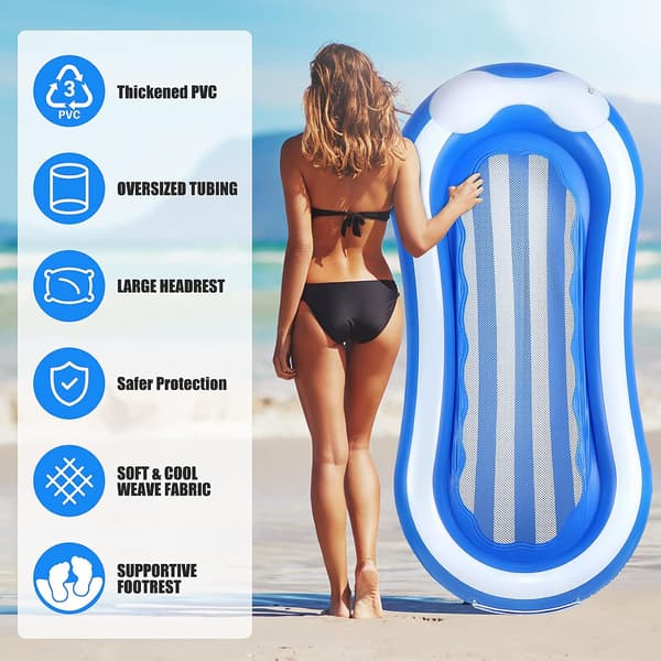 Pooluppblåsbara för vuxna, uppblåsbara poolflottar stol Mesh Vatten Hängmatta Pool Lounger