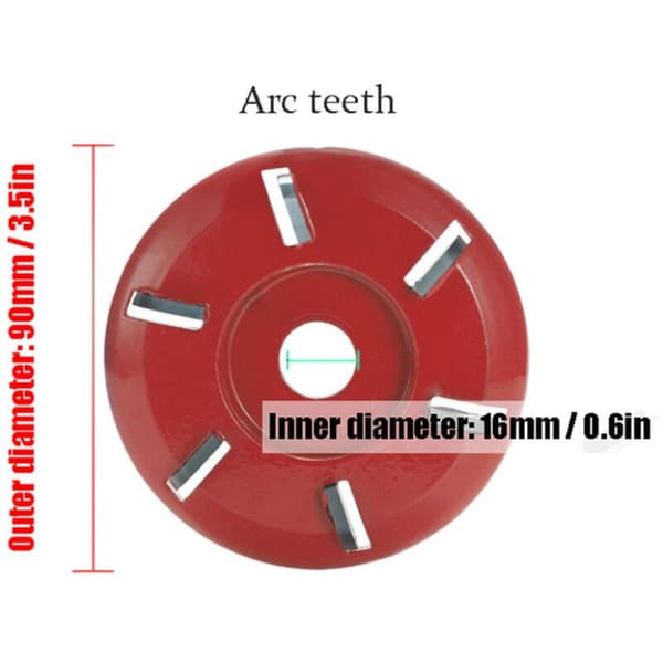 Six-toothed powerful wood carving tool disc milling cutter for 16mm aperture angle grinder