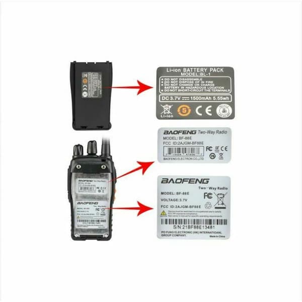 2-pack lång standby walkie-talkie 5W svart 4,5 \"