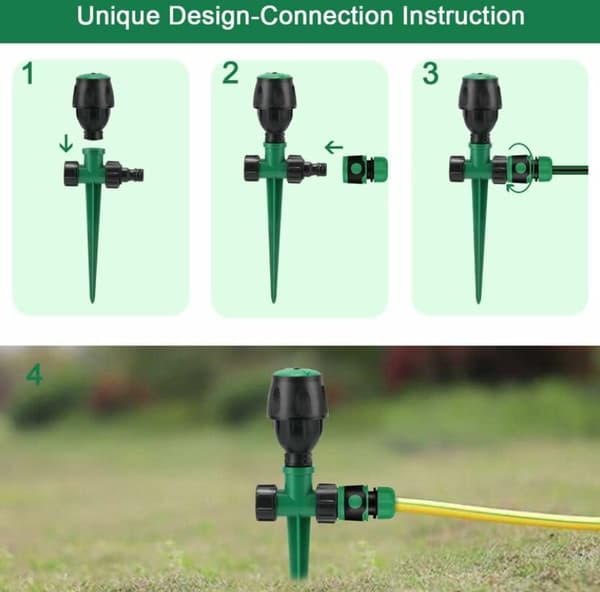 Havesprinkler, plænesprinkler 360° roterende sprinkler til