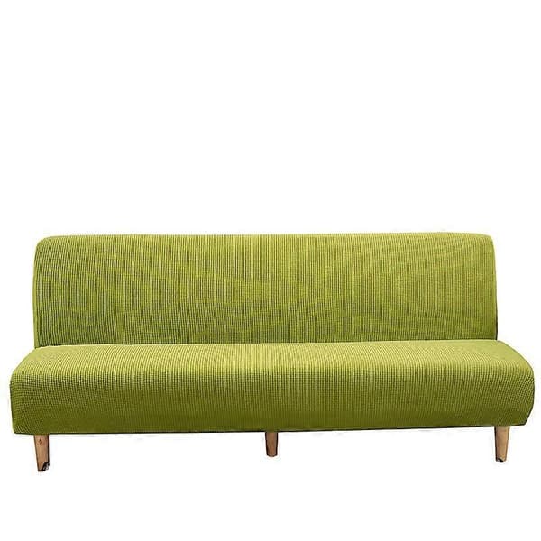 Armless Sofa Cover 3-Seater Solid Color Thick Waterproof Stretchy Elastic Couch Slipcover for Foldable Sofas and Sofa Beds. (Green)