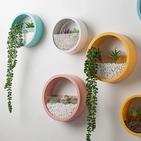 Succulent planter holdbar dekorativ vandtæt hængende hydroponisk potte til altan hvid L