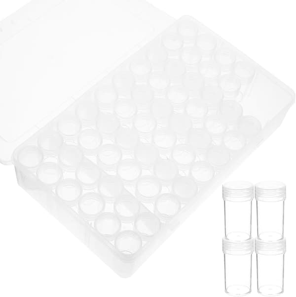 60-roms oppbevaringsboks i plast for frø, liten rund rombeholder