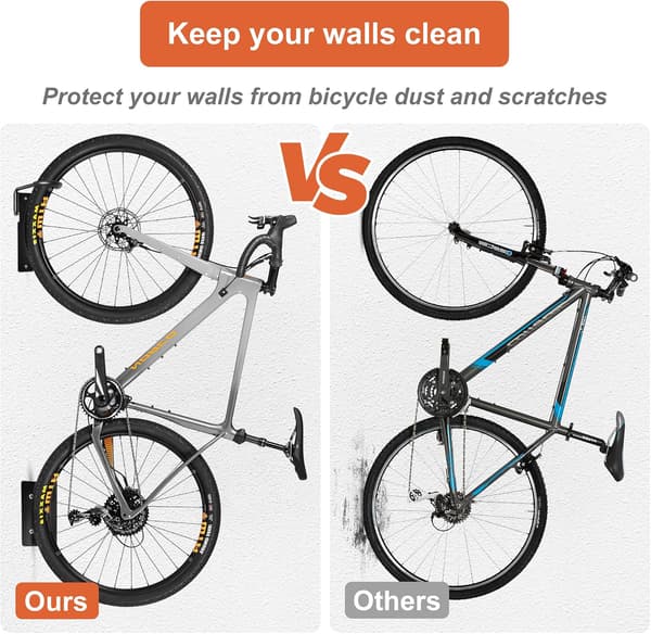 Bike Rack, Can Rotate 90 Degrees Vertically Wall Mounted Bike Rack