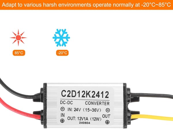 DC 24V til 12V strømomformer 1A 12W spenningsreduksjon IP68 vanntett transformatorforsyningsmoduladapter for bil lastebil solsystem Beige
