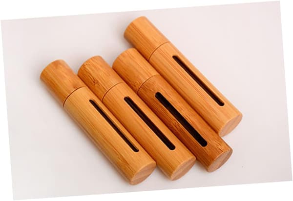 3 kpl 10 ml uudelleentäytettävä roll-on-hajuvesipullo, bambukansi, läpinäkyvä ikkuna, tyhjä pullo