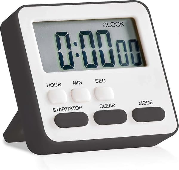 24-timmars digital kökstimer med stor display, högt alarm, magnetisk baksida, stativ, räknar upp och ner för matlagning