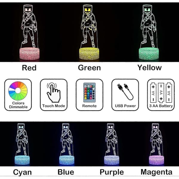 Gaming Series Battle Royale 3D Illusion Night Light ABS Base Acrylic Plate with Remote Control Home & Room Decoration Table Lamp