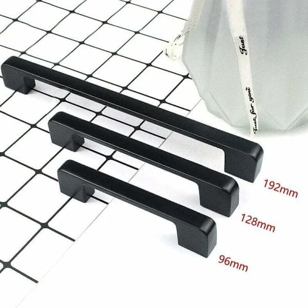 Kitchen Cabinet Handles 10-pack, Zinc Alloy Drawer Pulls for Doors and Cabinets, Modern Black, 128mm with Screws
