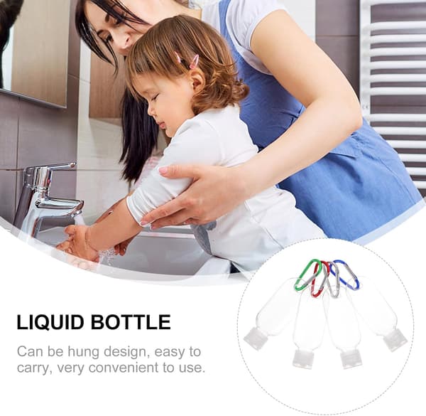 10 Pcs 30ml Refillable Hand Sanitizer Travel Bottles with Snap Cap and Hook, Portable Sub-packaging Containers