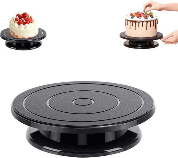 Rotating Cake Stand - Plate with Base ø 28cm Non-slip Decoration Baking Accessories Decorations Top Black