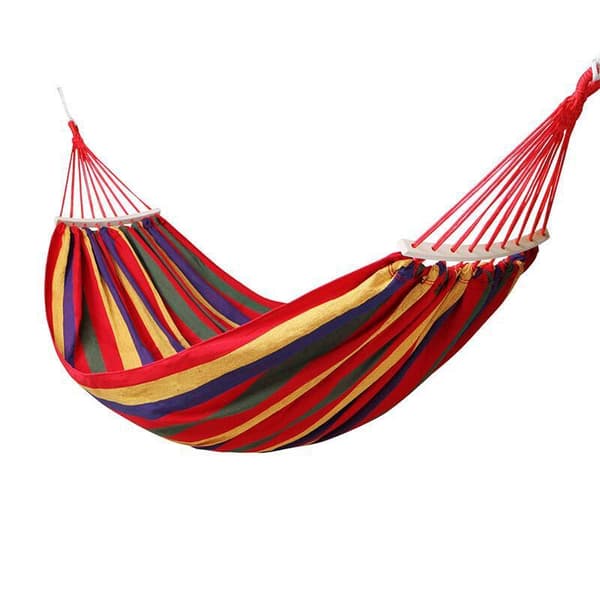 Outdoor Camping Hammock, Portable and Lightweight Canvas Hammock, Includes Straps and Storage Bag, Red