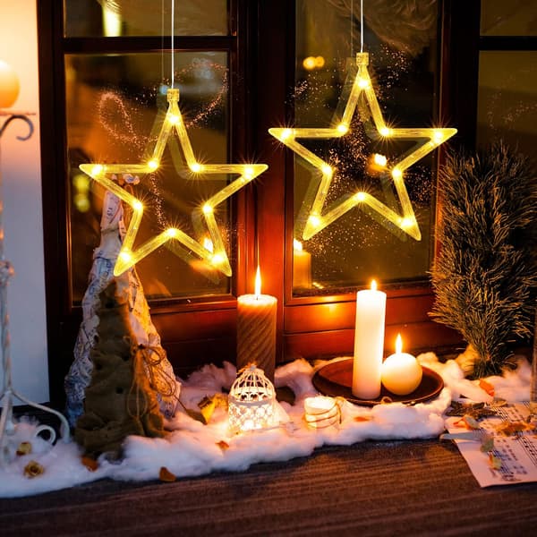 Christmas Decorative Window Star, (2 pcs) 10 LED Curtain Light