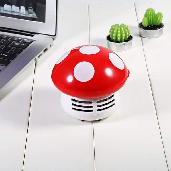 Mini Vacuum Cleaner for Desktop Keyboard Mushroom Shape 5 Optional Colors (Red)