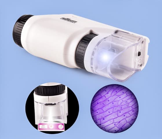 Valkoinen taskumikroskooppi Mini kannettava mikroskooppi LED-valolla, korkea resoluutio