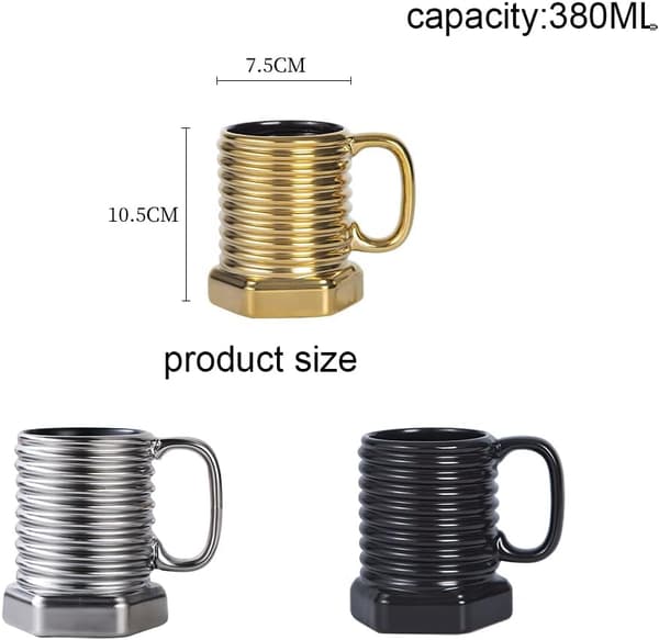 380ML Creative Screw Shaped Ceramic Mug Ceramic Coffee Mug Drink Mug Coffee Cup Drink Cup 3D Mug Gift Mug Capacity Silver Silver