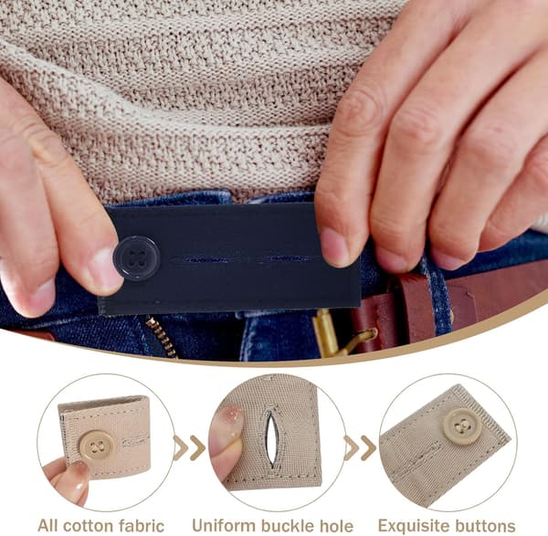 5 stk elastiske midjeutvidere for bukser, justerbare knapputvidere for bukser, bukseknapputvidere, knappmidjeutvidere