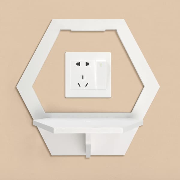 Set med 3 dekorativa vägghyllor för sovrum, vardagsrum, hemmakontor (vit, hexagon)