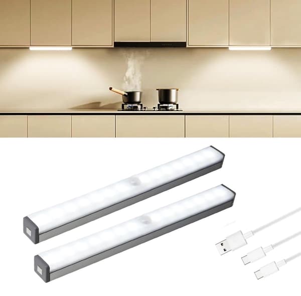 Smart Motion Sensor LED Lamp, 2-pack, Dimmable Without Switch, Suitable for Kitchen, Wardrobe, Stairs, Bedroom and Multiple Lighting Settings