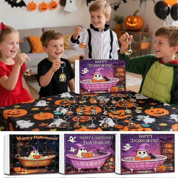 Halloweenpynt Nedtællingskalender Tæl ned til Halloween 24-vedhæng Kalender 2D Akrylpynt Souvenir C[DB] C C