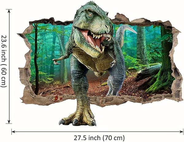 Dinosaur Veggdekorasjoner Knuste 3D Dekorative Veggklistremerker Avtakbare