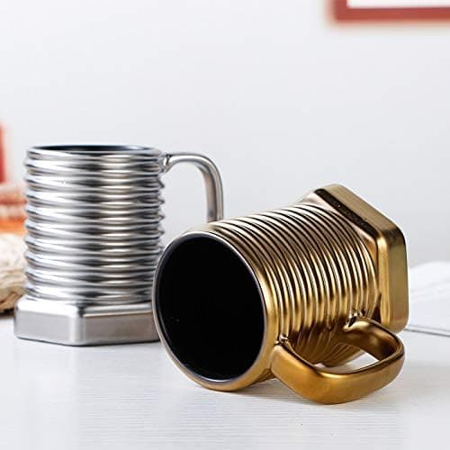 380ML Creative Screw Shaped Ceramic Mug Ceramic Coffee Mug Drink Mug Coffee Cup Drink Cup 3D Mug Gift Mug Capacity Gold Gold