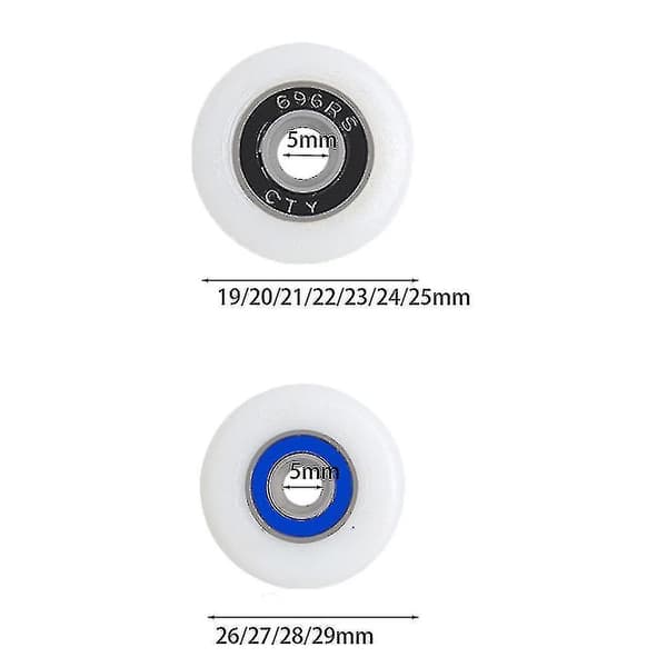 Sarja 8 vaihtopyörää 19-29 mm suihkuoveen (19 mm)
