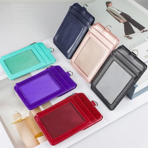 Card Holder with Retractable Lanyard, ID Card Holder with Zipper