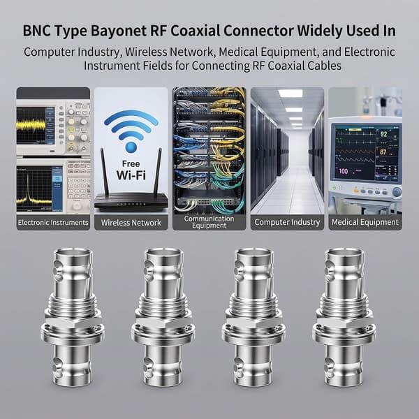 BNC hunn til adapter, 50 Ohm BNC-hunn for trådløst mikrofonsystemmottaker amatørradio mobil skinkeantenne frontpatch 4 stk) Silver