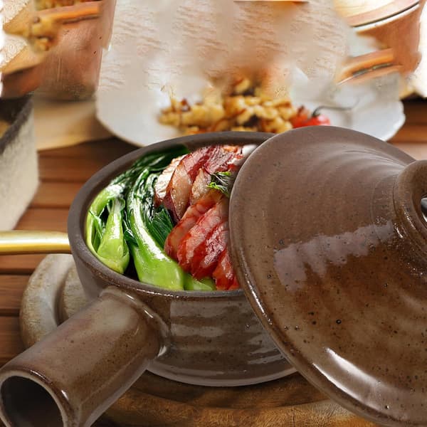 Practical Pot with Handle, Single Handle Design, Coarse Ceramic, Non-stick, Heat-resistant Pot
