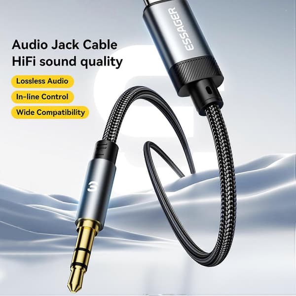 ESSAGER ES-YP22 USB-A Hann til 3,5 mm Hann Lydadapterkabel for Apple/Android Hodetelefoner