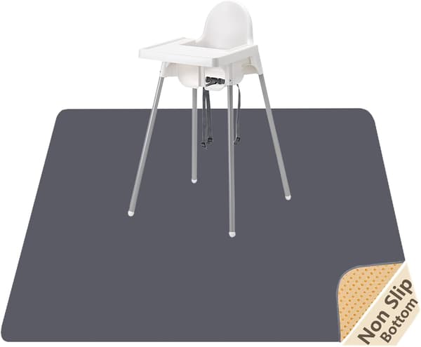 Splash Mat for Under High Chair/Art, Washable Splash Mat Waterproof Non-Slip Floor Protector Messy Spill Messy Floor Protector for Pets