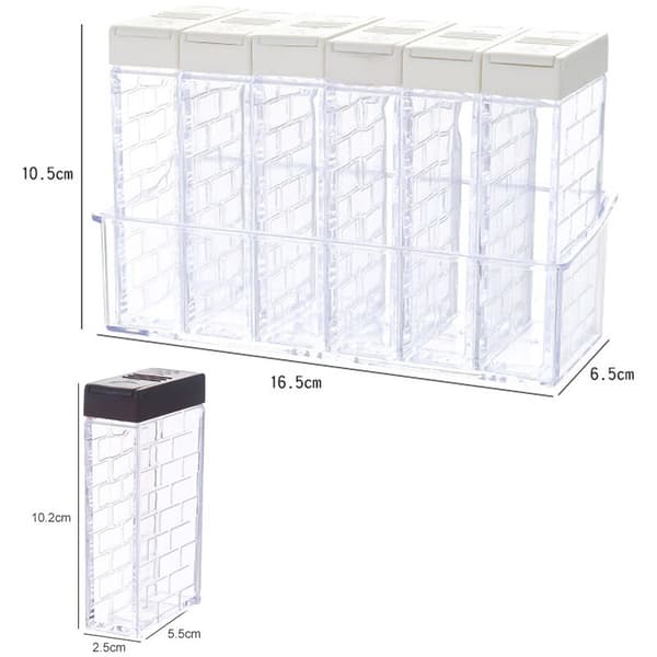 Set med 6 kryddburkar, Shaker Box kryddset, kryddförvaringsbehållare för kökskryddor, brun