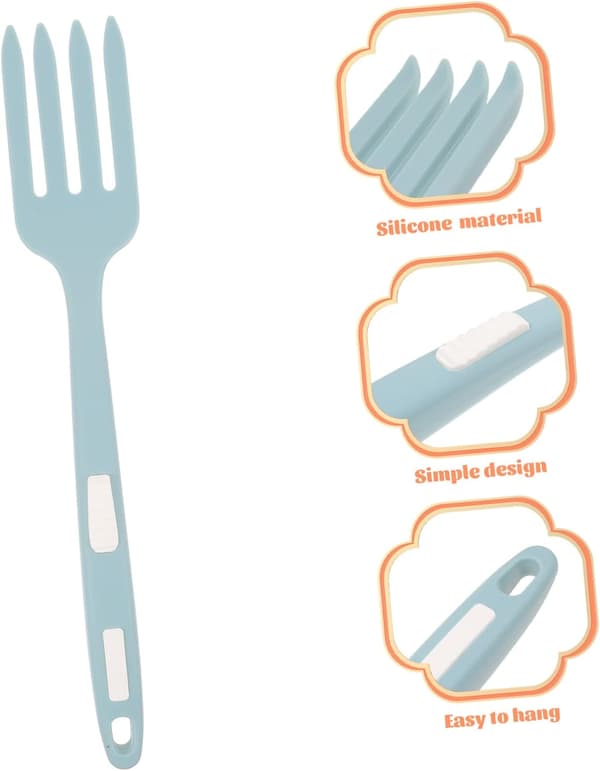 Ergonomisk silikonegaffel til madlavning og servering, genanvendelig multifunktionsgaffel lavet af robust silikone