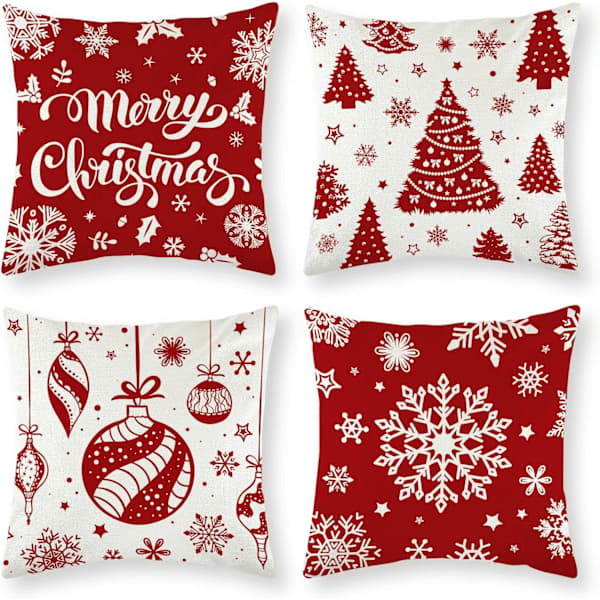 Christmas Pillowcase Square Pillowcase Snowflake Pillowcase Christmas Tree Pillowcase - 18 x 18 inches (BT)