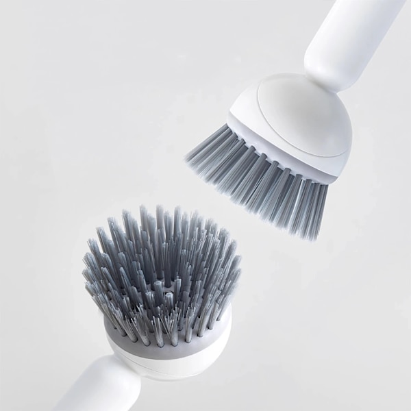 Refillable Dish Brush with Long Handle and Soap Dispenser white