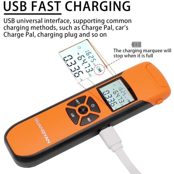 Mini Fiber Optic Power Meter -70+10dBm Fiber Light Meter for Testing 7 Calibrated Wavelengths Portable Optical Power Meter High Precision Rechargeable