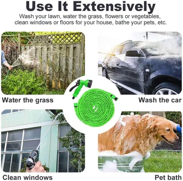 Expandable Garden Hose Water Hose - Upgraded 50FT Water Hose with 7-Function Spray Nozzle, Multifunctional Triple-Layer Latex