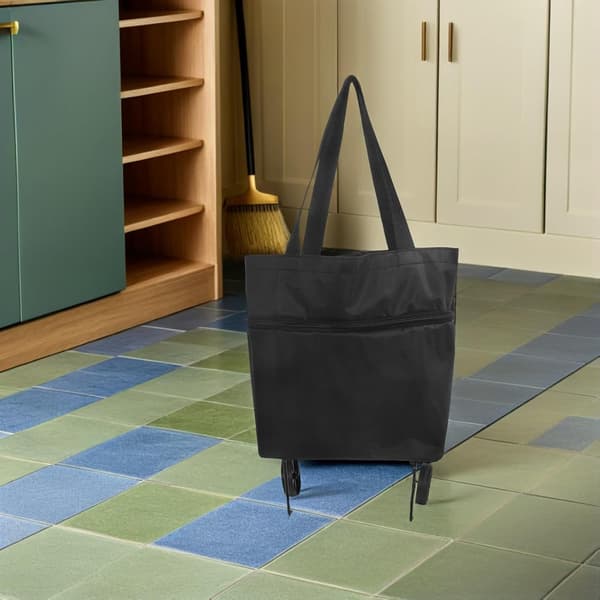 Foldable Shopping Cart with Wheels, Portable Reusable Grocery Bag on Wheels with Pull Handle