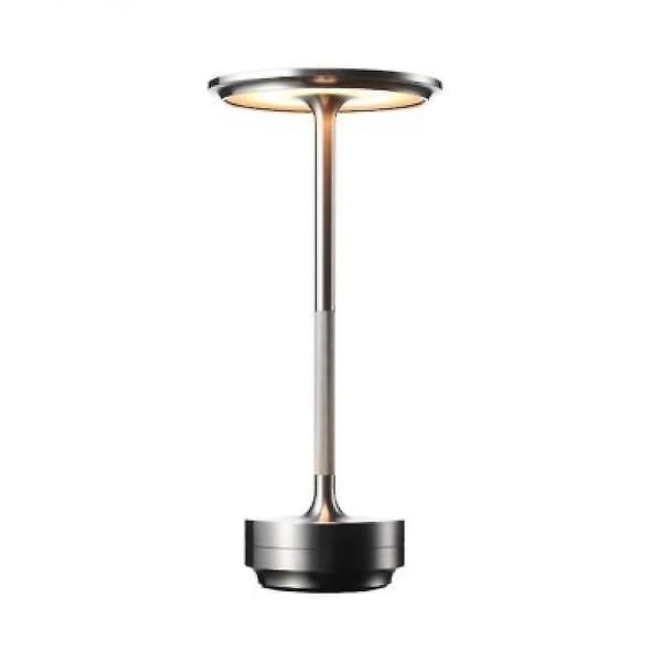 Trådløs bordlampe dimbar vanntett metall USB-oppladbar bordlampe - Sølv Sølv Silver