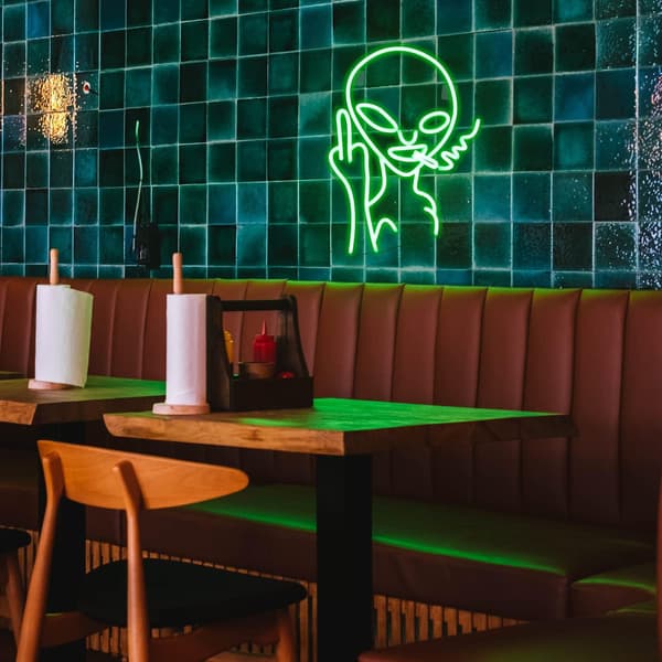 Røg Alien neonlys til vægdekoration, USB LED, ny grøn neon