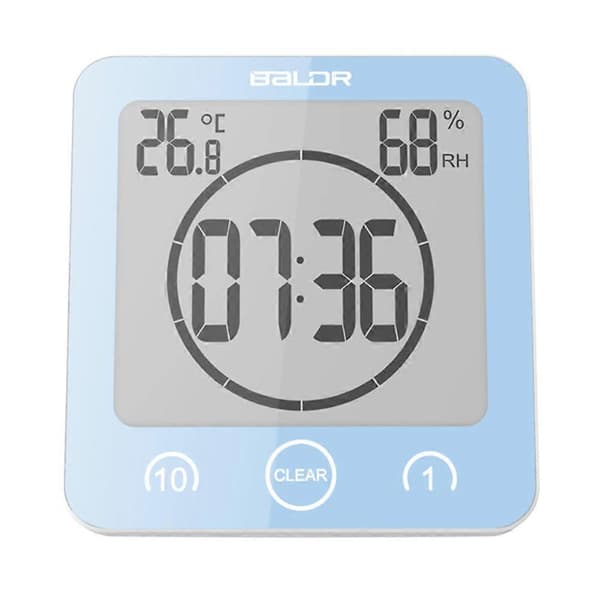 Bathroom Clock Shower Timer Alarm Digital Clock Waterproof Timer Blue (FMY)