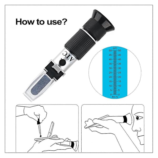 Refractometer White Size 1 Handheld ATC 0-50% Brix Range for Fruit Juice Milk Tea Sugar Meter Test (FMY)
