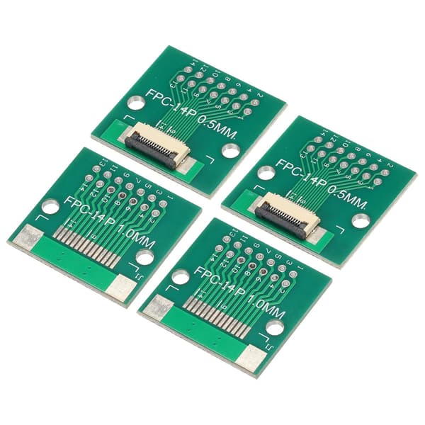 FPC FFC PCB-konverteringskort 14P 0,5 mm på sokkelsiden, bagside 1,0 mm, til DIP 2,54 mm til LCD 3D-printerkamera DVD TV bærbar computer pakke med 4 Red