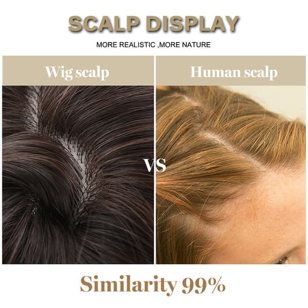 Long Brown Wigs with Bangs Wavy Synthetic Wig for Women