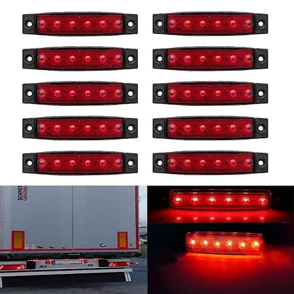 10X 12V LED Rødt Posisjonslys Sidemarkeringslys Indikatorlampe Stripe Lastebil Tilhenger