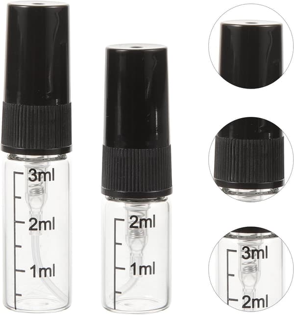Parfymprovflaskor Set 10st 2ml 3ml Resestorlek Påfyllningsbar Glasspray med Svarta Huvuden Bärbar Behållare för Användning