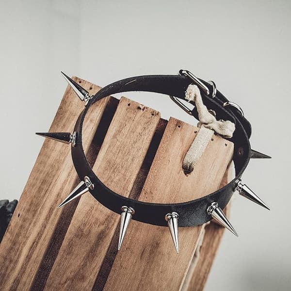 Punk Goth Halskæde Choker til Kvinder Mænd PU Læder Spike Nitter Kæde Halskæde Justerbar B B
